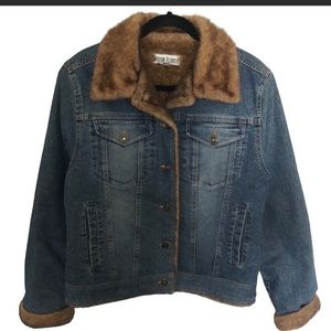 MARVIN RICHARDS DENIM JACKET COAT WITH FAUX FUR LINING WOMEN'S SIZE S